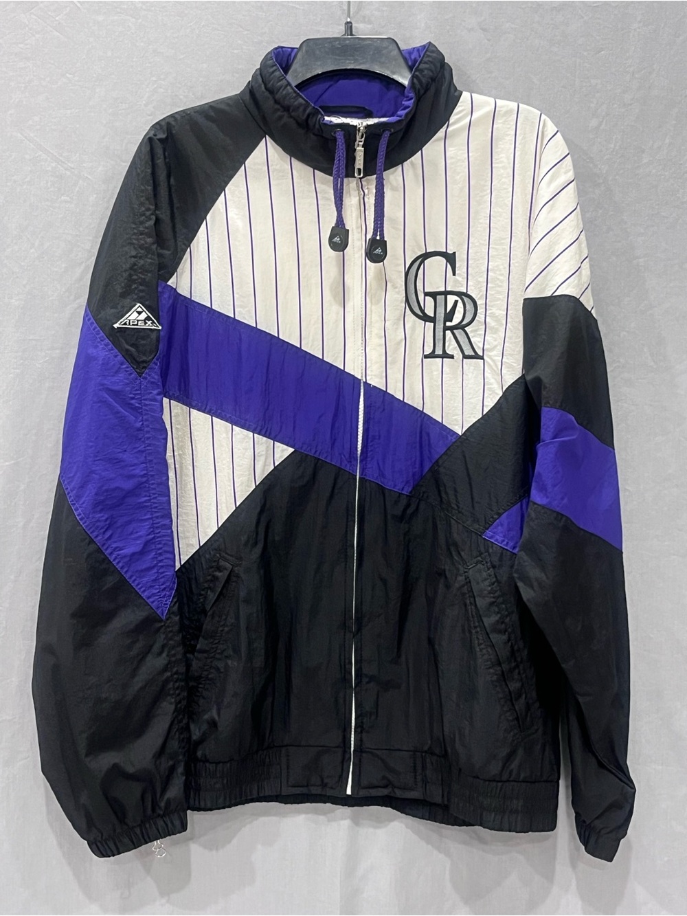 Colorado Rockies Vintage 90s Apex One Black & Purple Mens XL Windbreaker Jacket